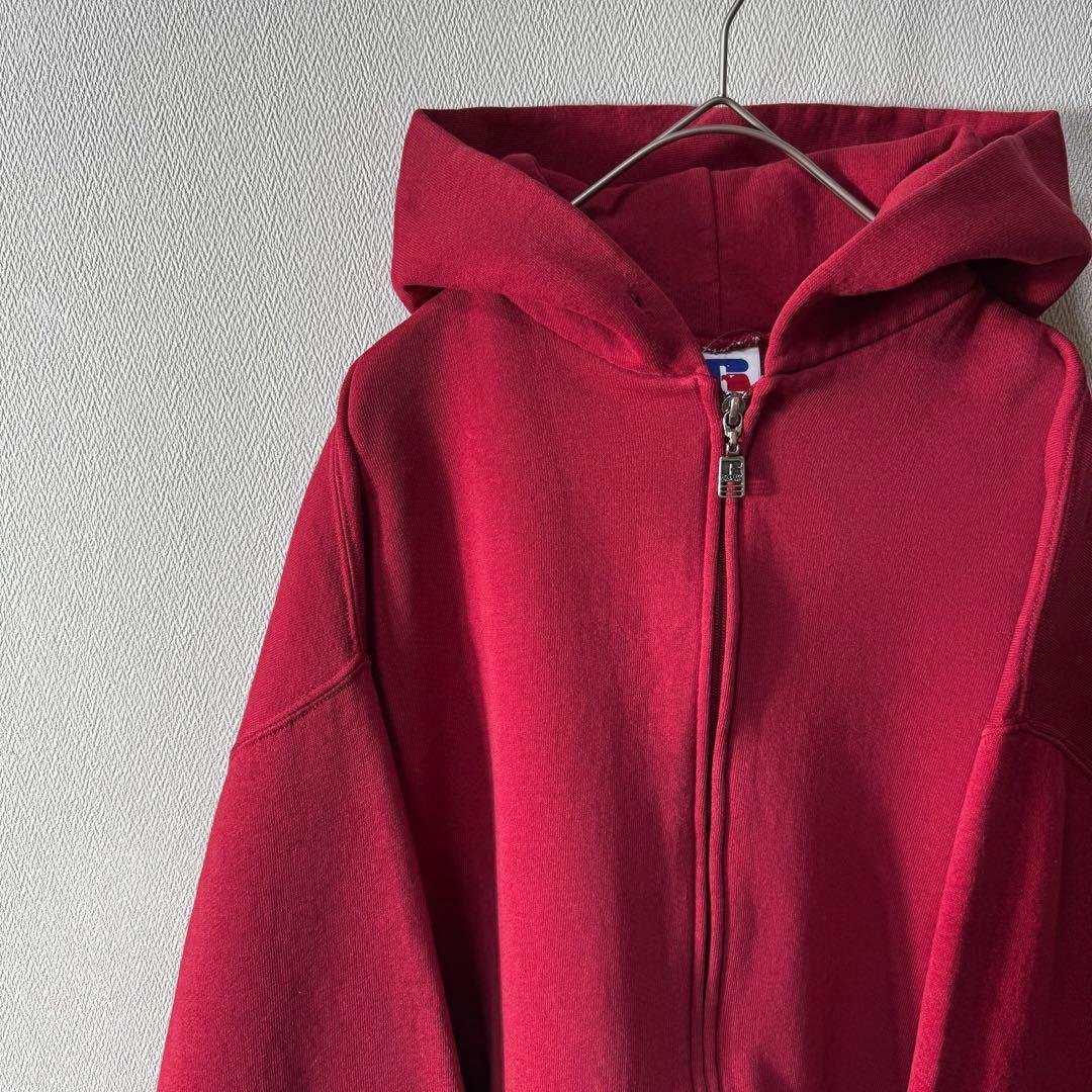 ち*ぶ様 希少 90s USA製 RUSSELL PLAIN 無地 フルジップ