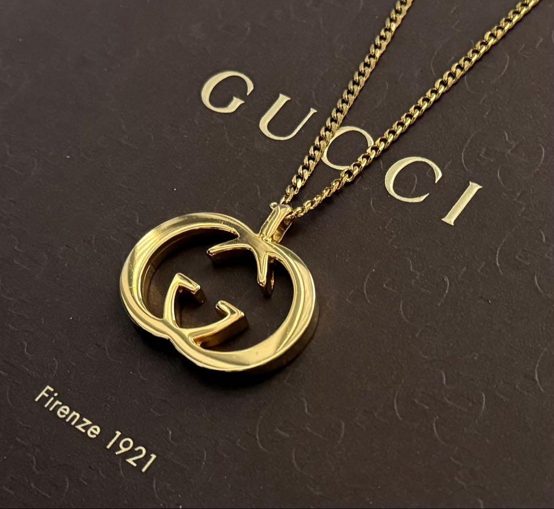 極美品✨ GUCCIグッチインターロッキングG チャーム&ネックレス 付属品込み