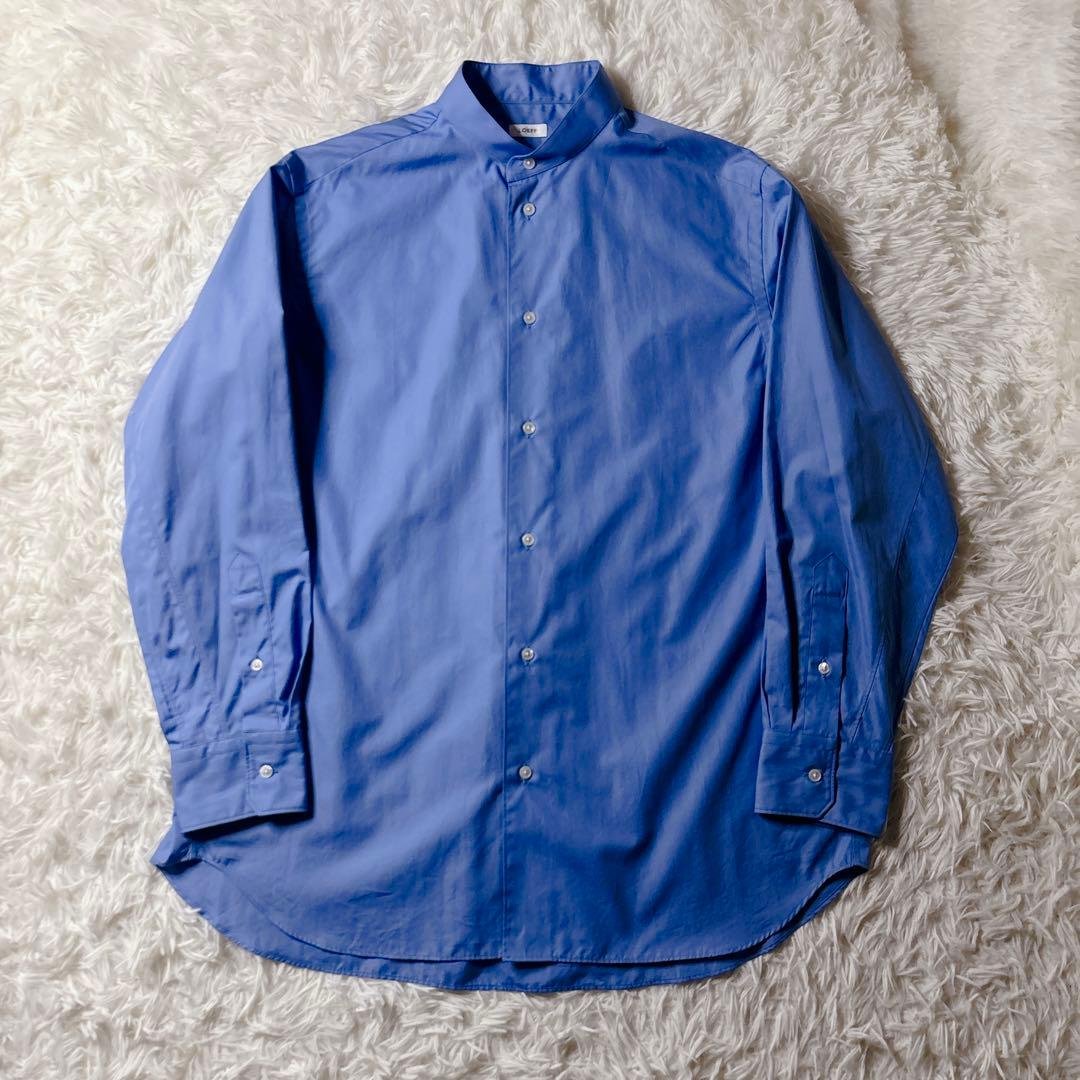 新作未使用級✨ LOEFE コットン ブロード バンドカラーシャツ コバルト 1