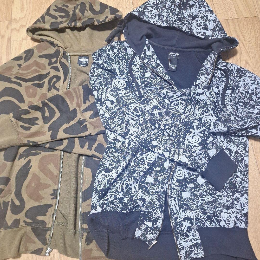 週末値下げ★ストゥーシーStussy 迷彩柄 グラフィックパーカー L