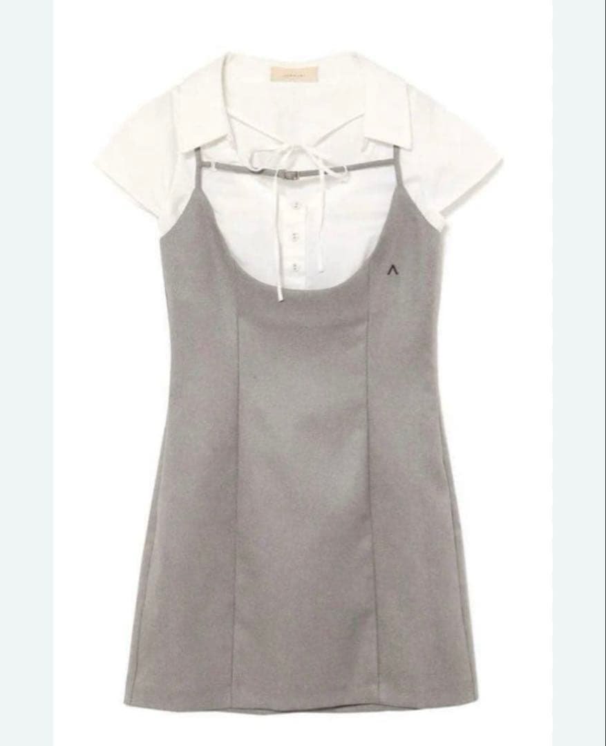 And Mary Betty layered dress グレー