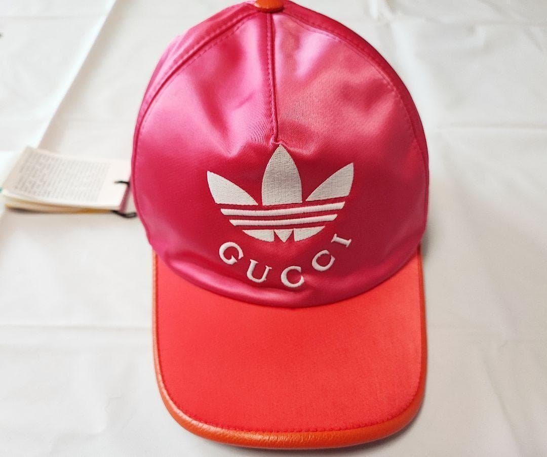 新品未使用 adidas x GUCCI コラボ キャップ M ピンクサテン