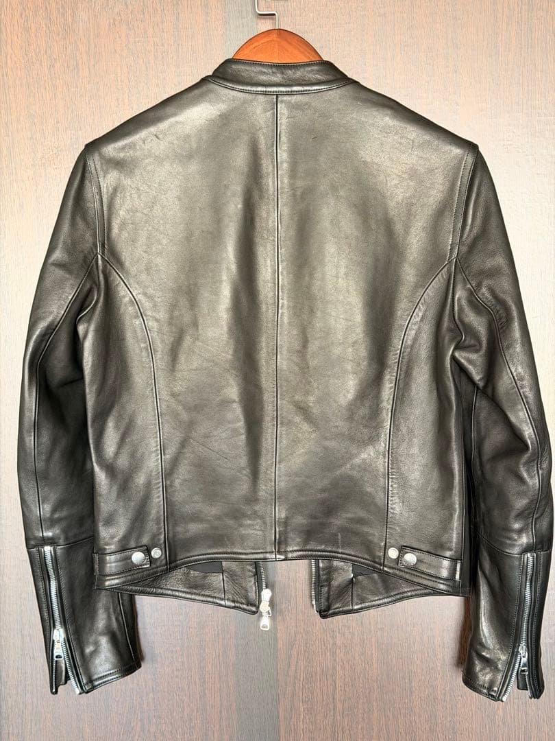 EMMETI ブラック レザー シングルライダースジャケット