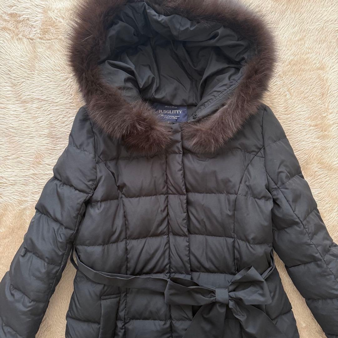 美品✨【JUSGLITTY】ジャスグリッティー リアルファー ロングダウンコート