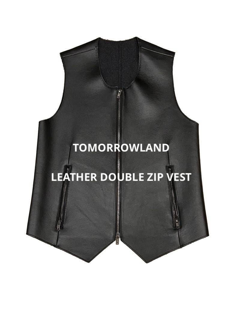トップス TOMORROWLAND LEATHER DOUBLE ZIP VEST