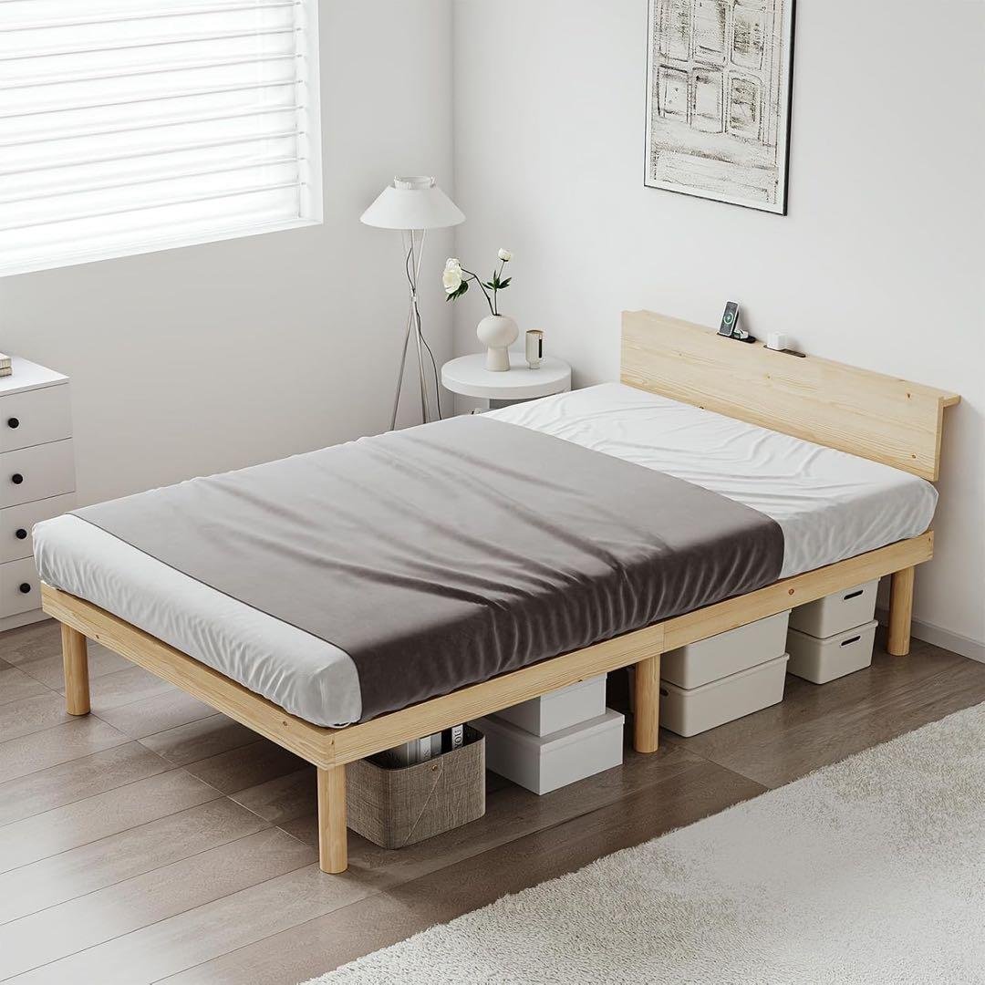 ベッド ベッドフレーム シングル 宮棚 2口コンセント 頑丈 耐荷重200kg