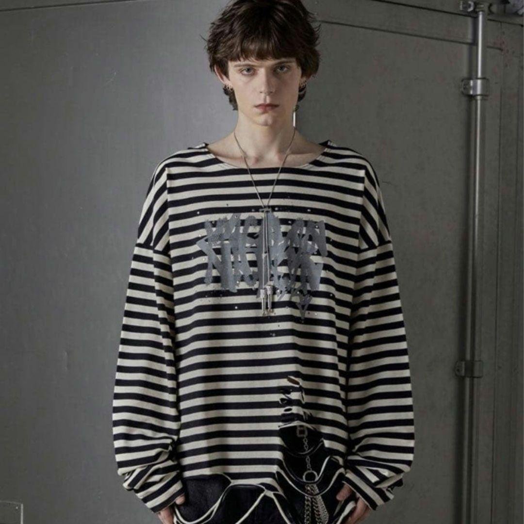 GRANCY　Sサイズ　 総柄ラインストーングラフィックロンT