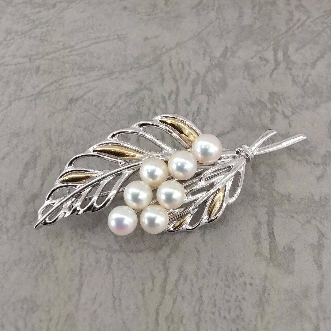 SV/K18あこや真珠ブローチ　　中古品