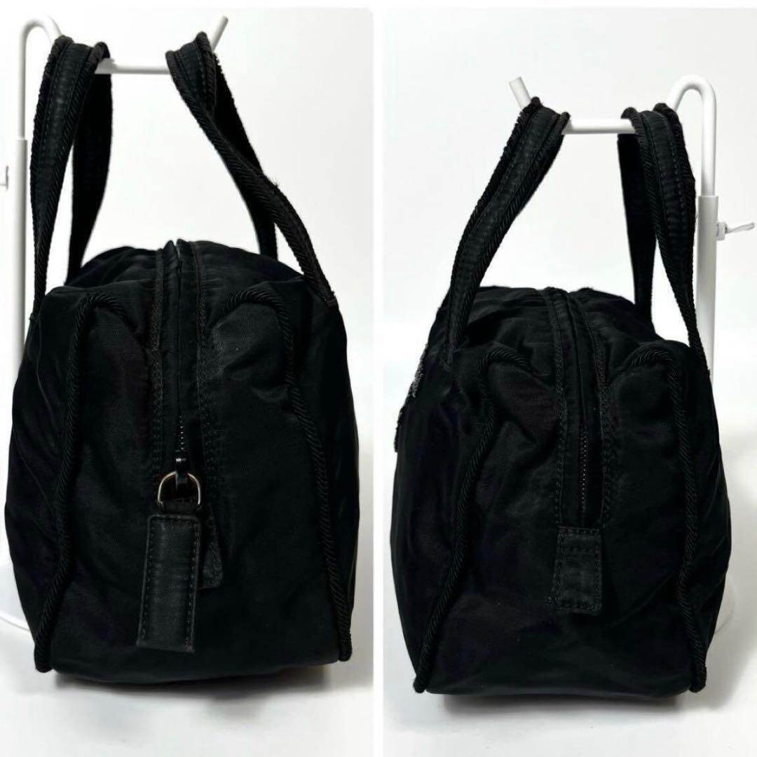 PRADA プラダ ビーズロゴ ハンドバッグ テスート ナイロン ポコノ 黒