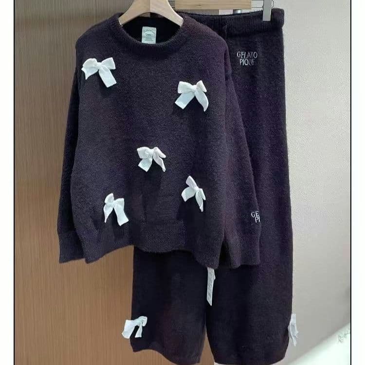 ジェラピケ　リボンプルオーバー　ロングパンツセット上下セット