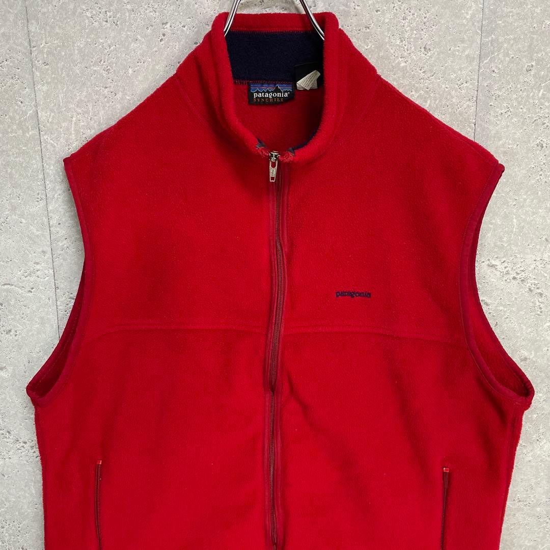 パタゴニア　USA製 90s シンチラベスト　刺繍ロゴ　フリース　XL