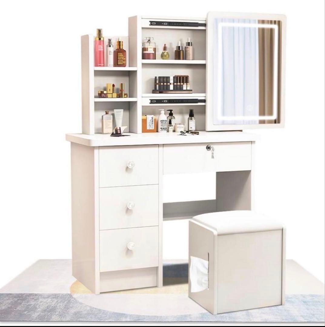 新品V01ドレッサー　女優ミラー　スツール付き　鏡