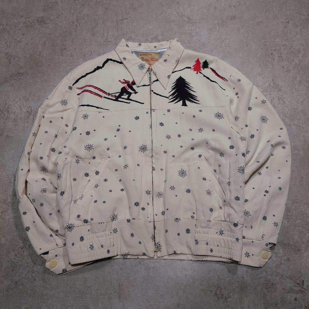 Dry Bones レーヨンギャバジャン スキー柄 スノーフレーク M