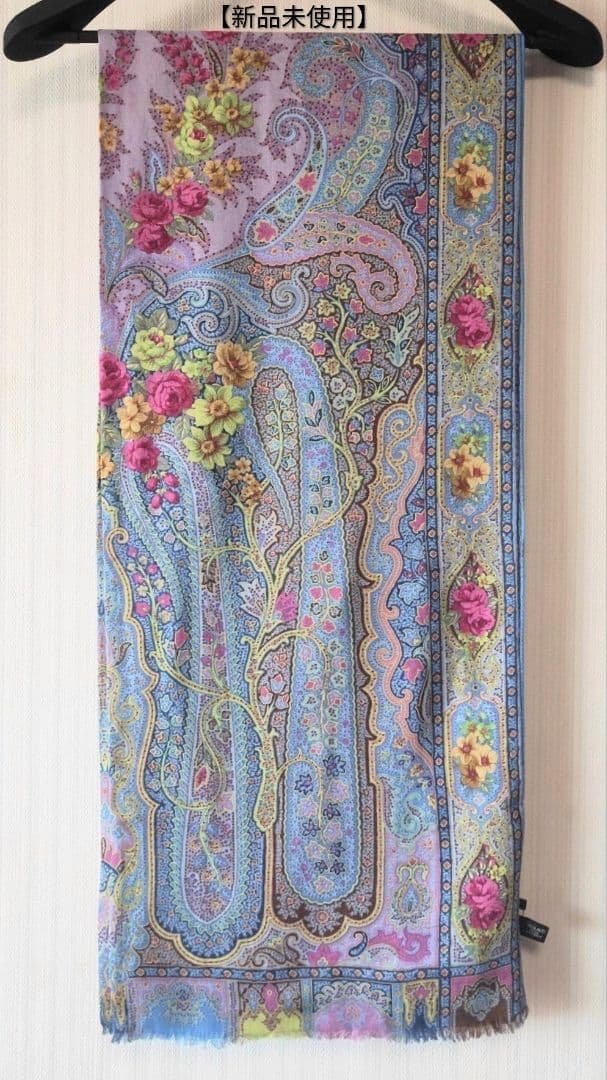 【新品未使用】エトロ　162×63 ウールシルク混合 ロングストール