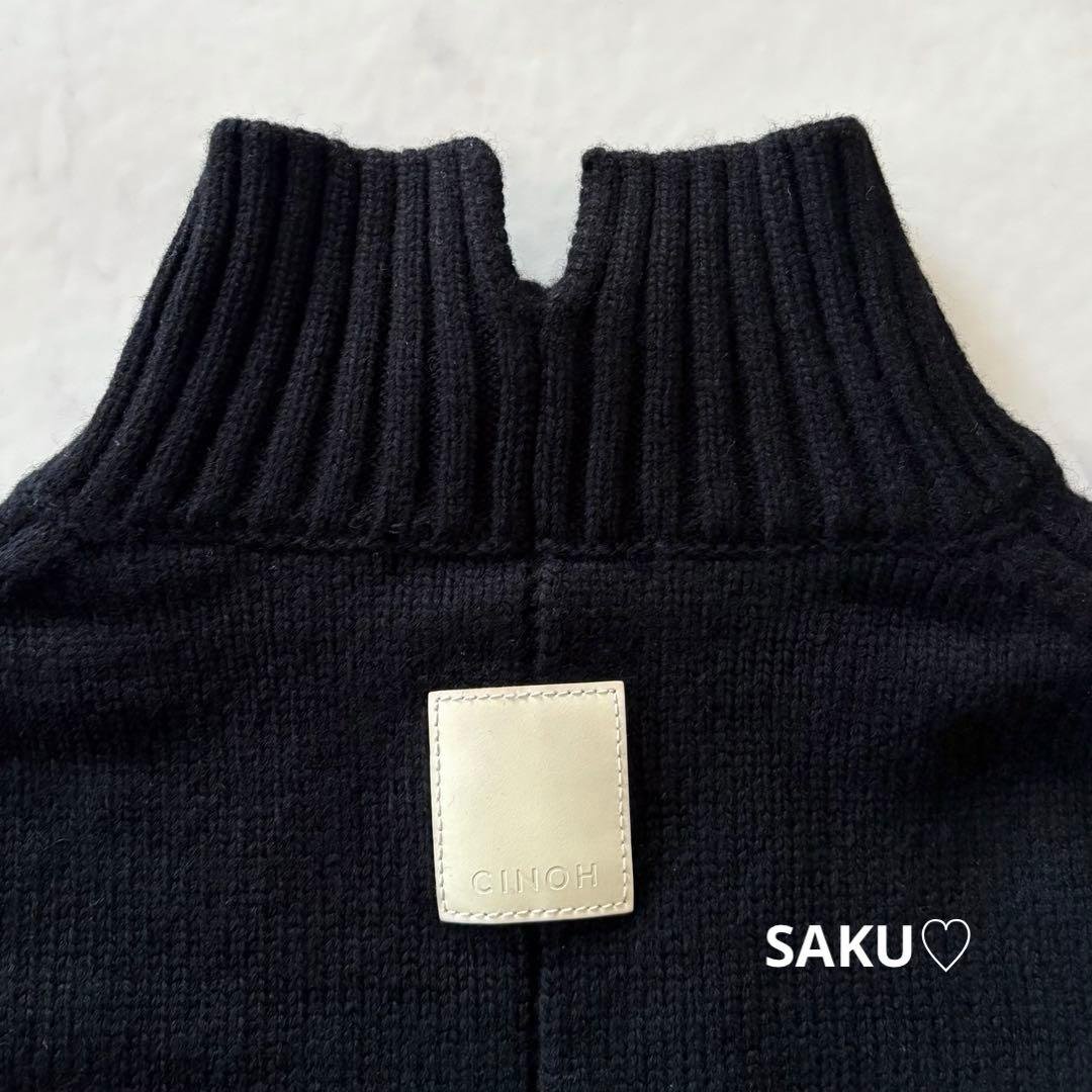 定価37400円 CINOH オーバーサイズ ハイネックニット 38 黒