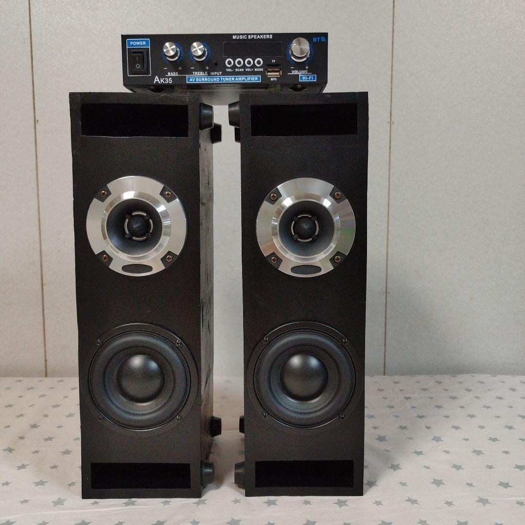 4インチ2way 新設計ロ―ド2ホ―ンスピーカ―、Bluetoothアンプ FM