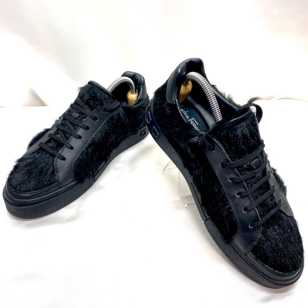 サルヴァトーレ フェラガモ ハラコ スニーカー ガンチーニ ブラック 7