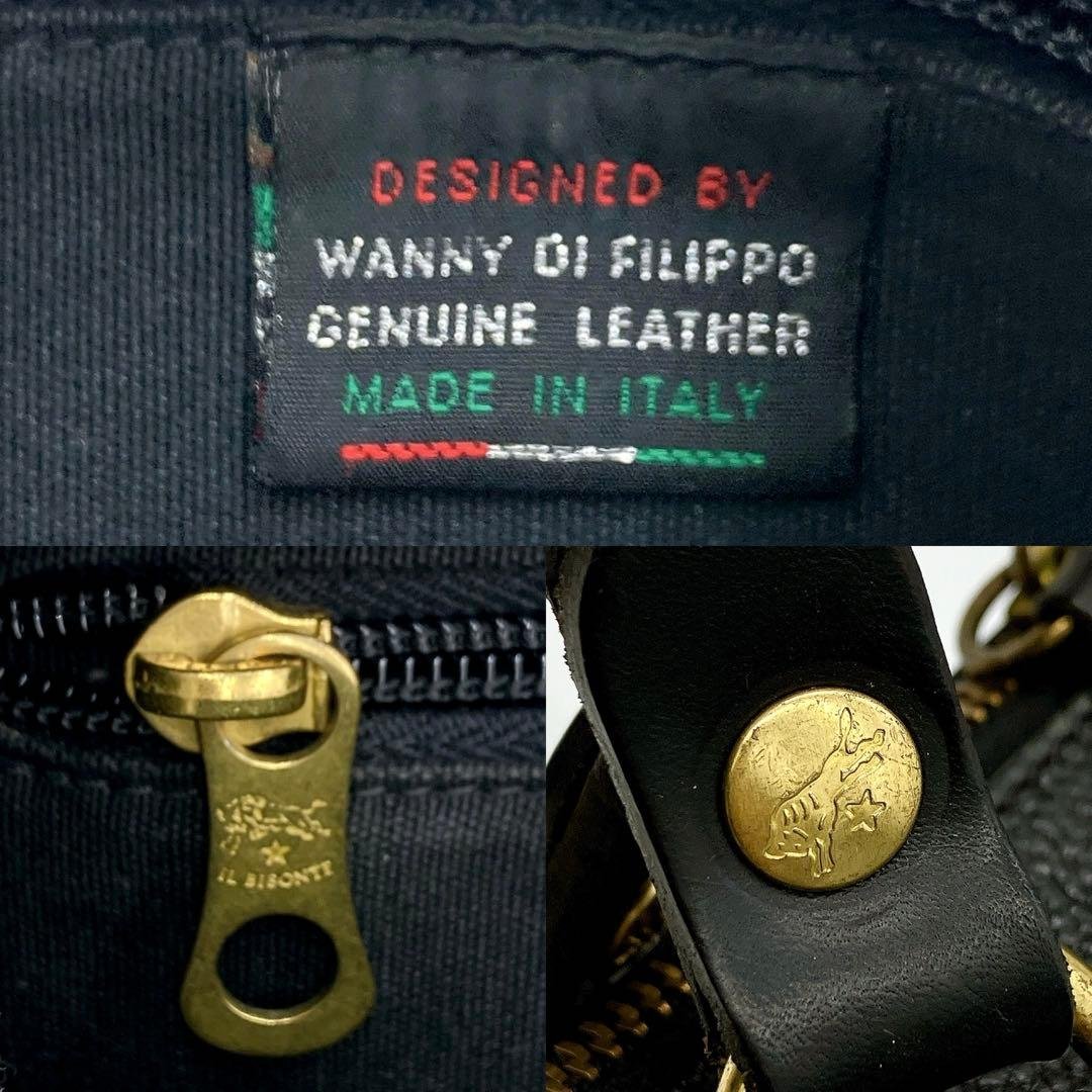 【IL BISONTE】2wayバッグ　ミニボストンバッグ　レザー　ブラック