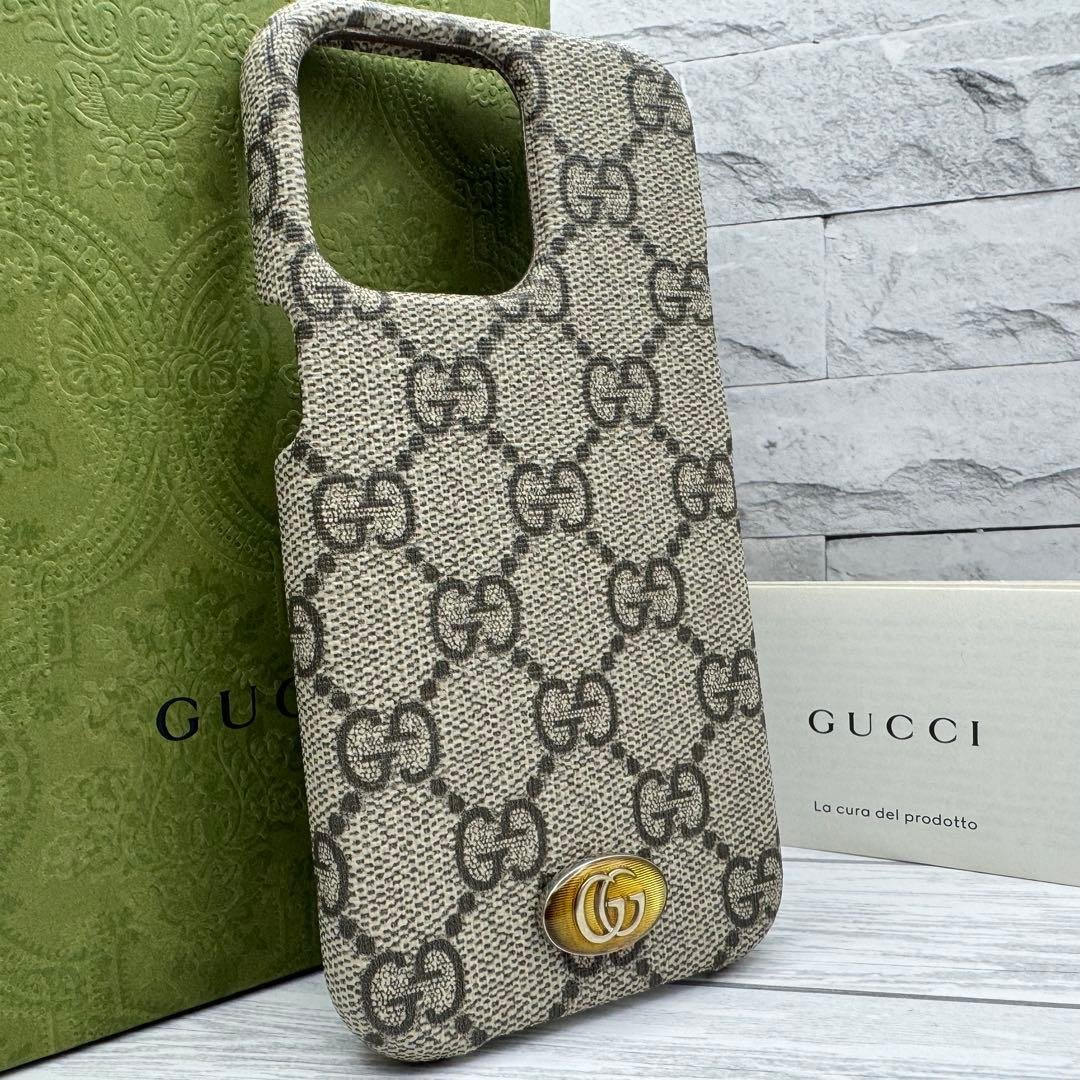 【未使用品】GUCCI　iPhone13pro　 スマホケース GGスプリーム