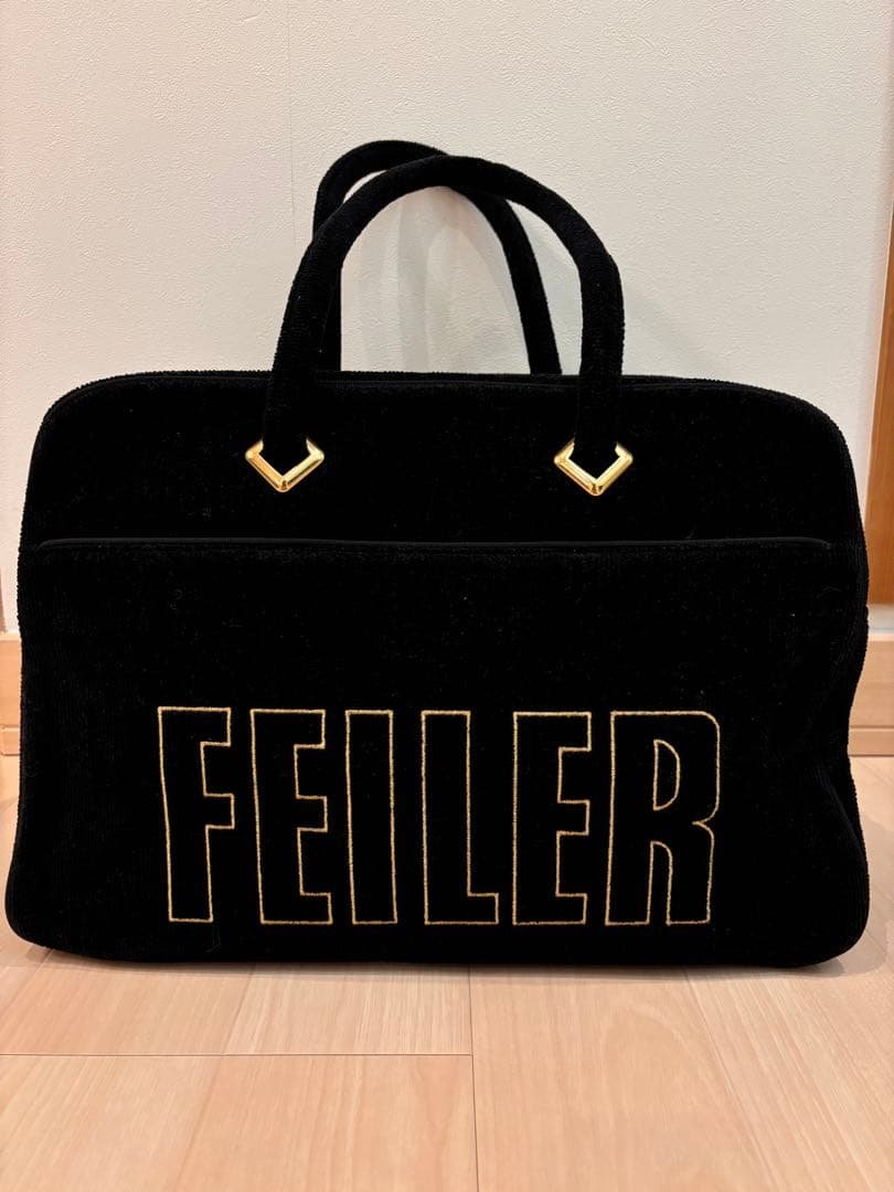 美品 フェイラー FEILER ハンドバッグ ボストンロゴ シェニール織 大容量