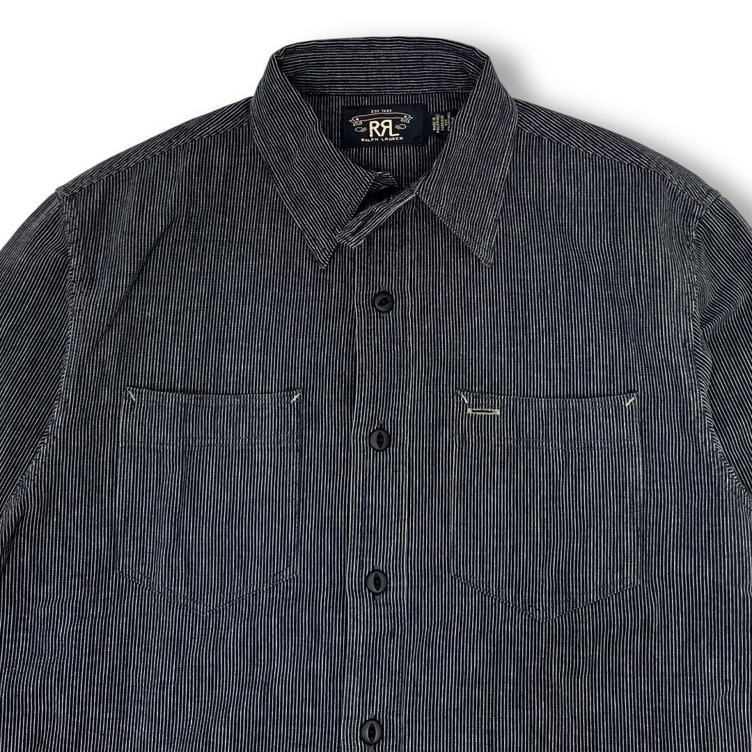 RRL Black Pinstriped Work Shirt ストライプシャツ
