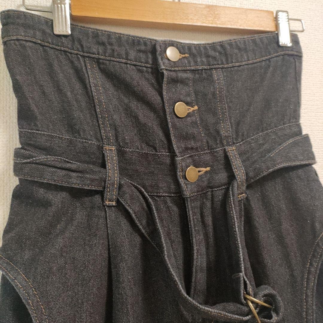 mideal マイディール カットアウトデザインワイドデニム ブラック M