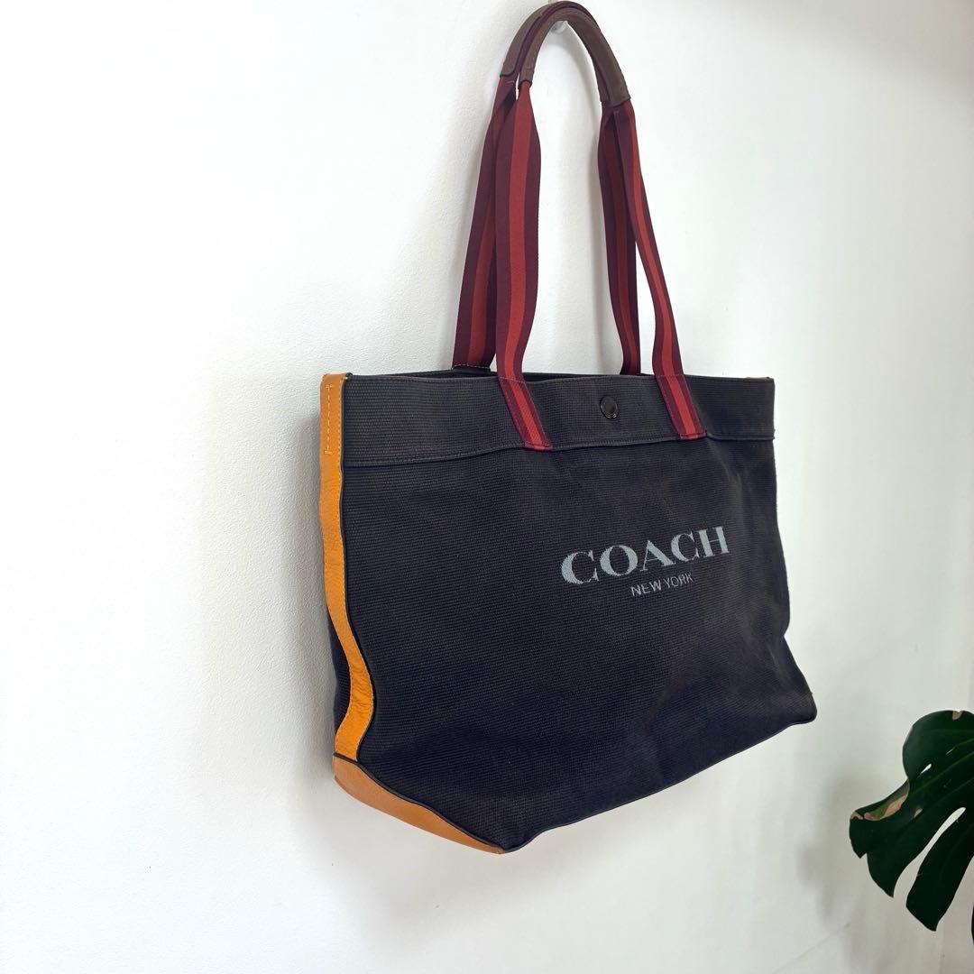 人気色　COACH トートバッグ アクア キャンバス カラーブロック