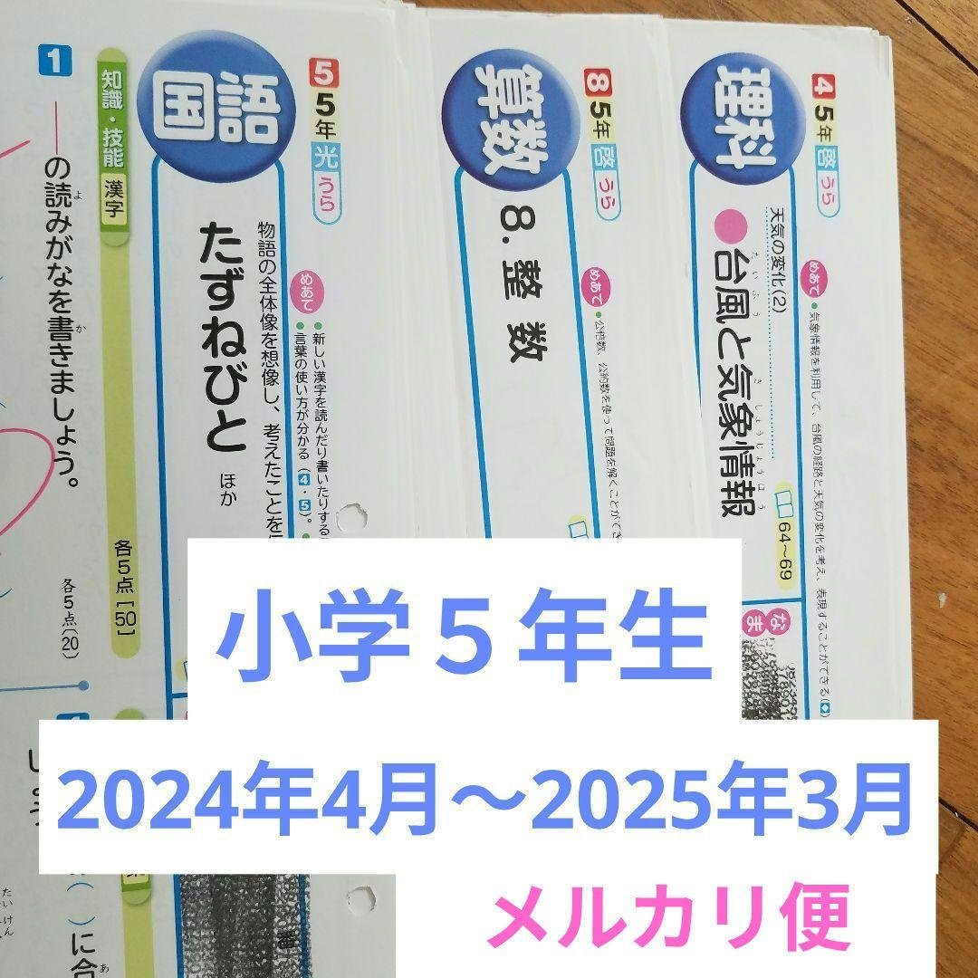 カラーテスト　小５　国語　算数　理科　予習　復習　小学生　見なおしシート　５年生