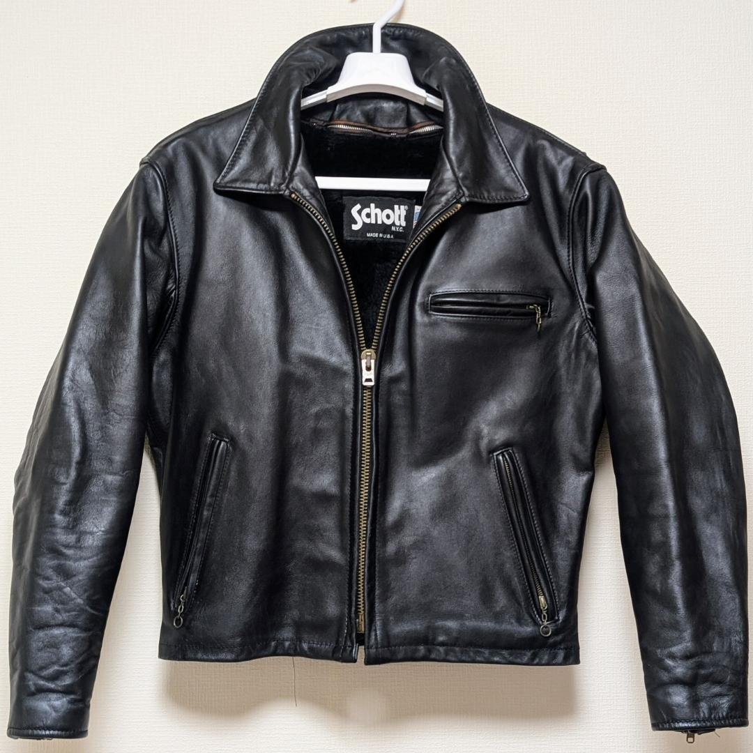 Schott 642 USA製 シングルライダース ジャケット 42 ライナー付