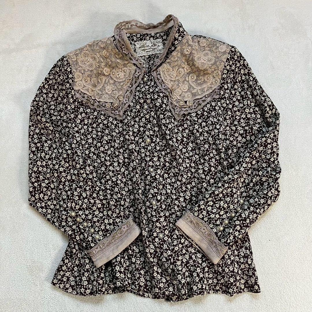 ノンノンドール ブラウス レース袖 レース襟