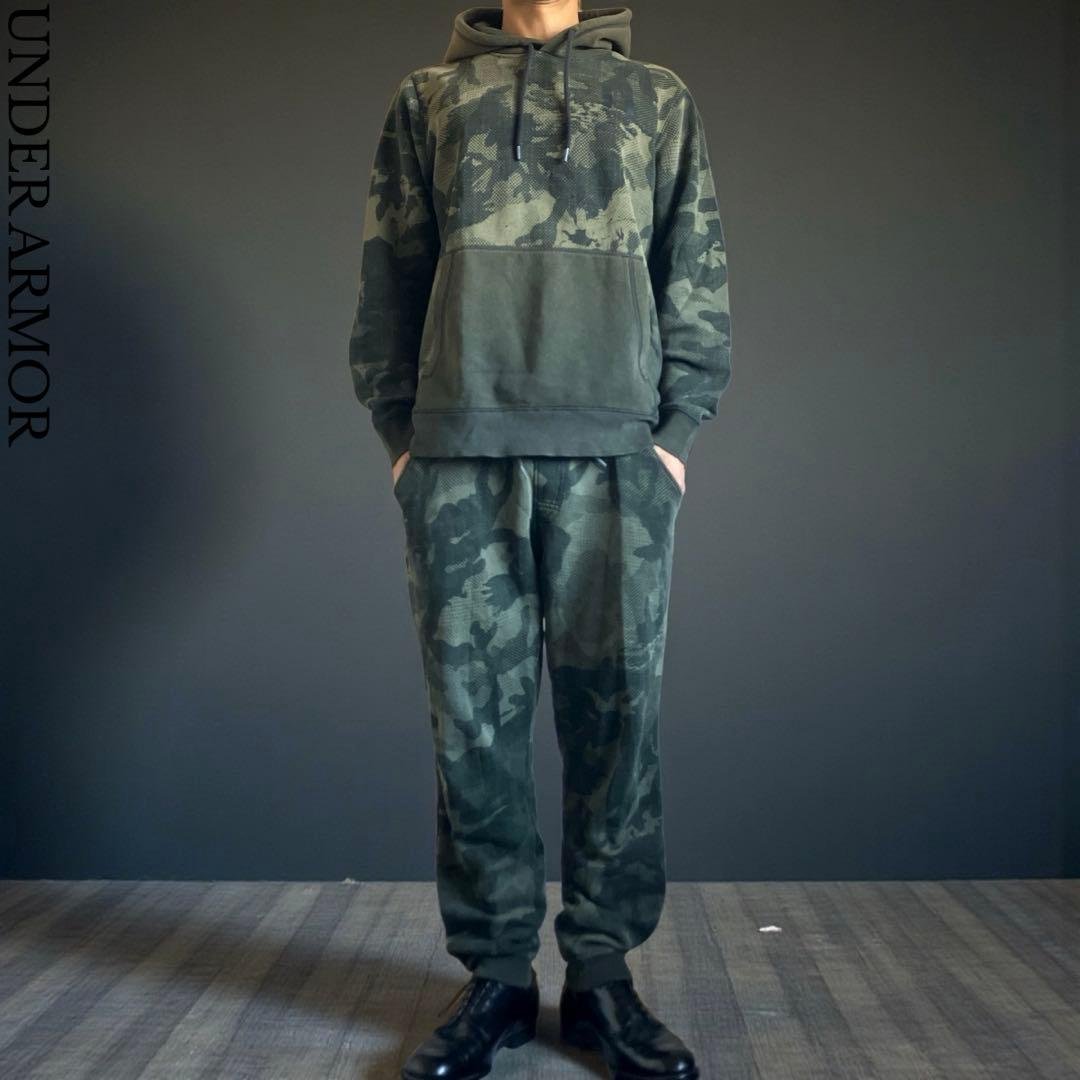 00s UNDER ARMOUR ヘビーウエイト迷彩スウェットセットアップ上下