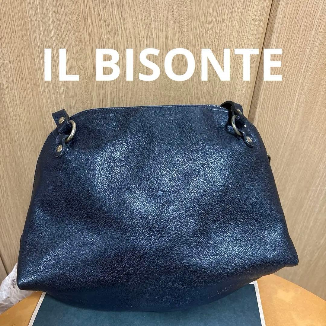 IL BISONTE ブラック レザー ハンドバッグ