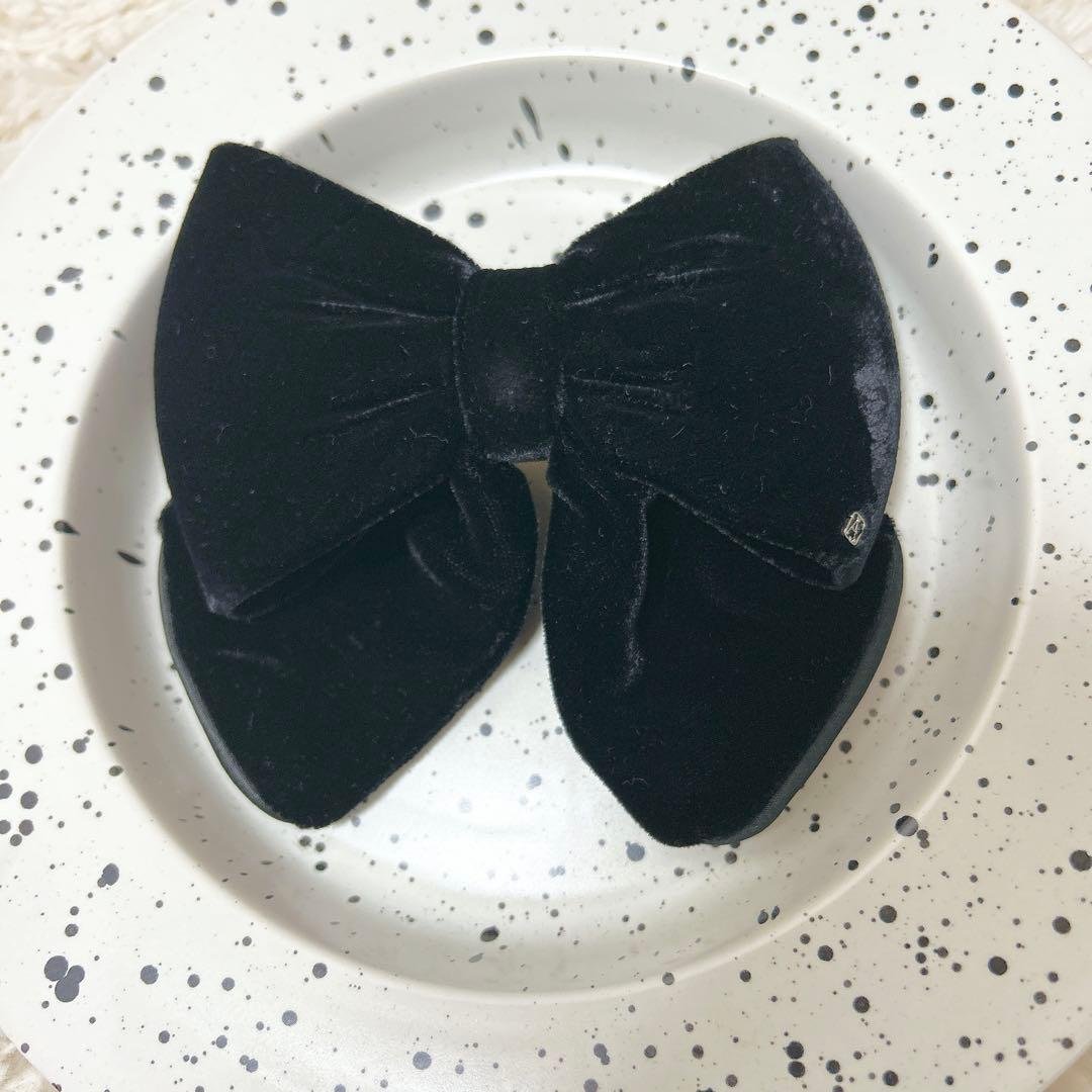 アルクサンドルドゥパリ バレッタ リボン ベルベット 黒 ブラック ロゴ