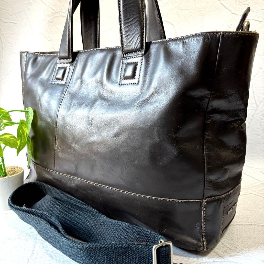 【希少】ディーゼル トートバッグ 2way 本革 ブラウン ウォッシュ加工