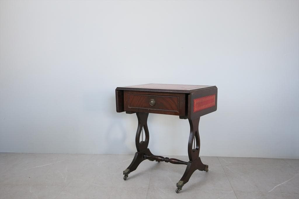 英国アンティーク木製ドロップリーフソファテーブル/折畳机バタフライ(92-281