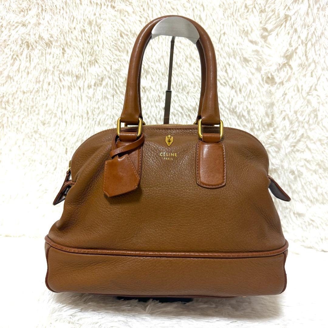 【美品】CELINE セリーヌ ハンドバッグ ボストンバッグ レザー ブラウン