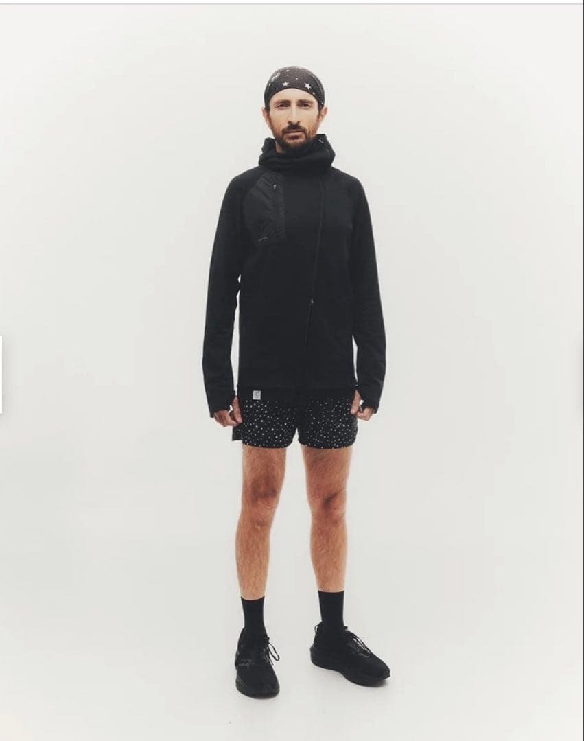 charbon GRID FLEECE HOODIE 黒 L ランニング