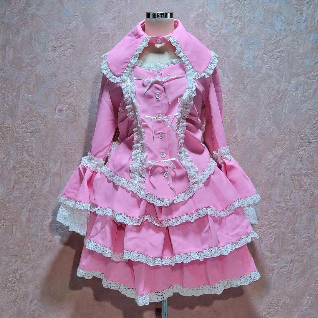 【美品】Good Lockピンク 大えりゴスロリロリータ上下セットYコスプレ衣装