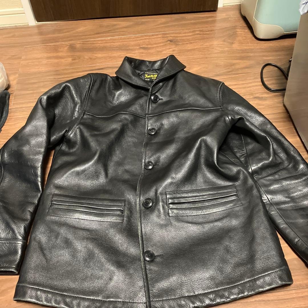 メイドインワールド Knot at All レザーカーコート　ブラック　M