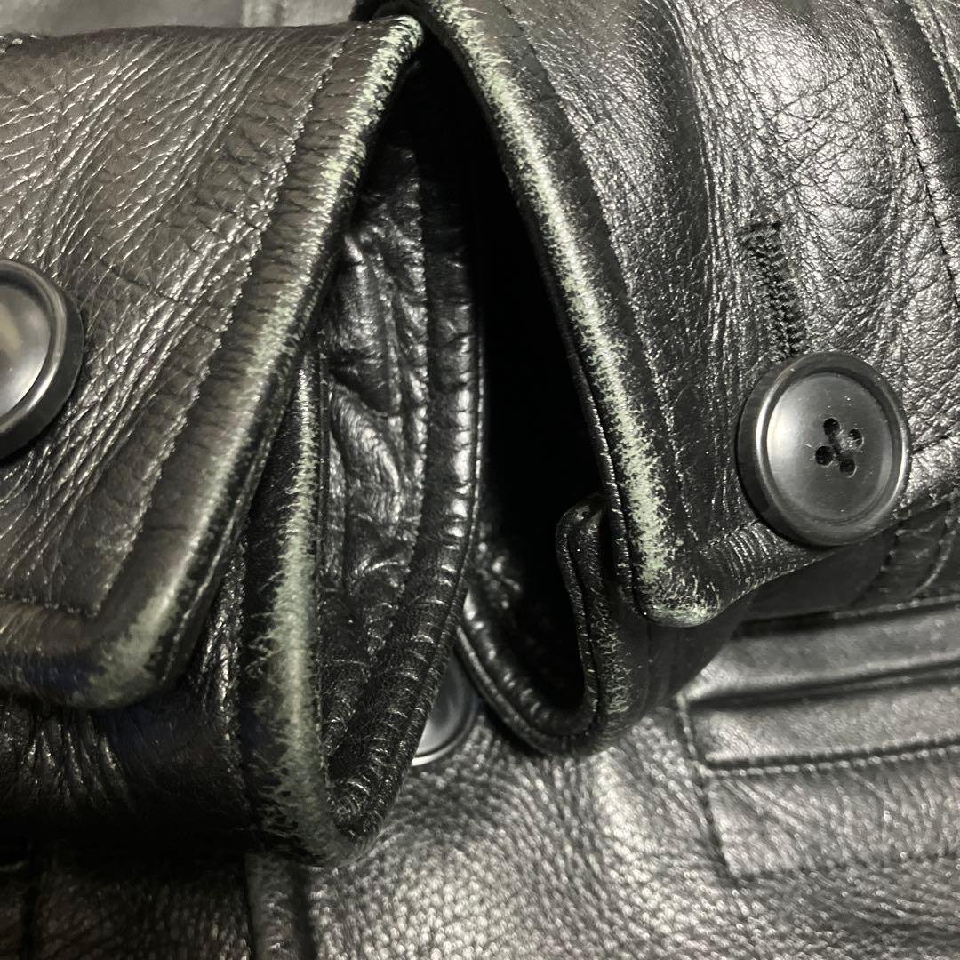 メイドインワールド Knot at All レザーカーコート　ブラック　M