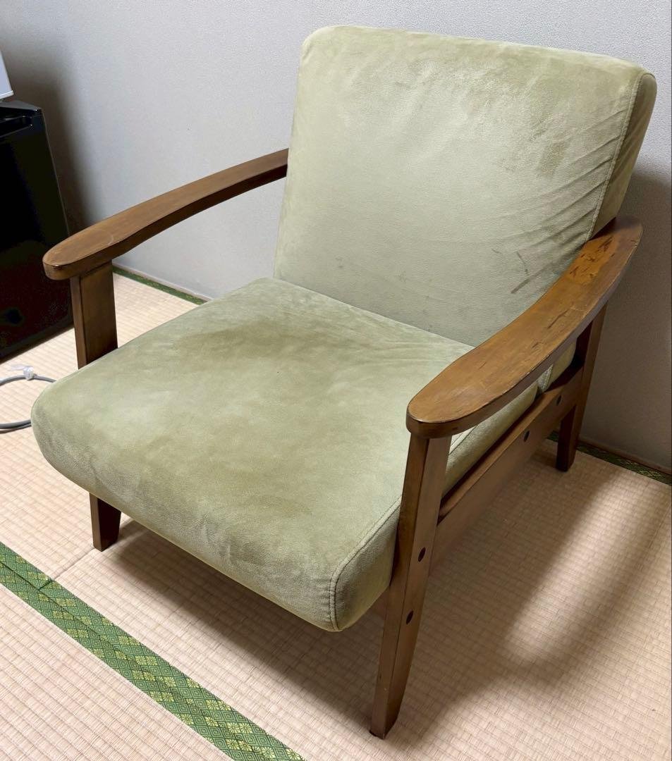 NOCE ソファ 北欧 レトロ 木製 モケットソファ 1人 中古 アンティーク