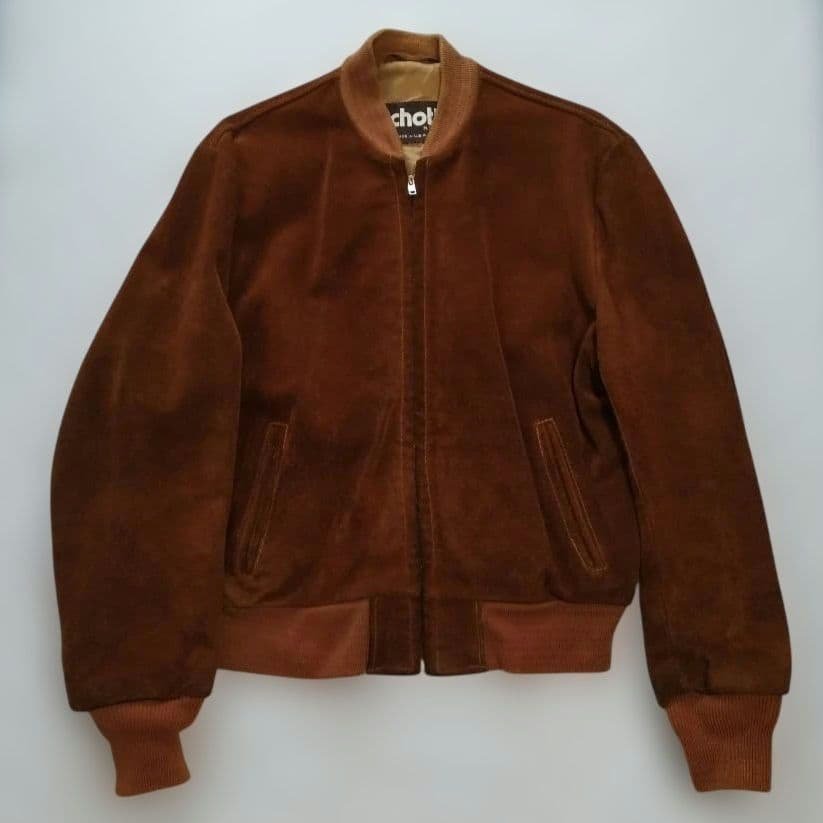 ショット　ブラウン スエード ボンバージャケット 40