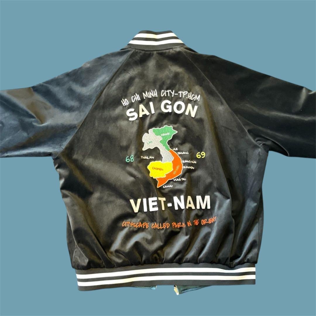 サイゴン ベトナム スカジャン リバーシブル ブラック ブルー