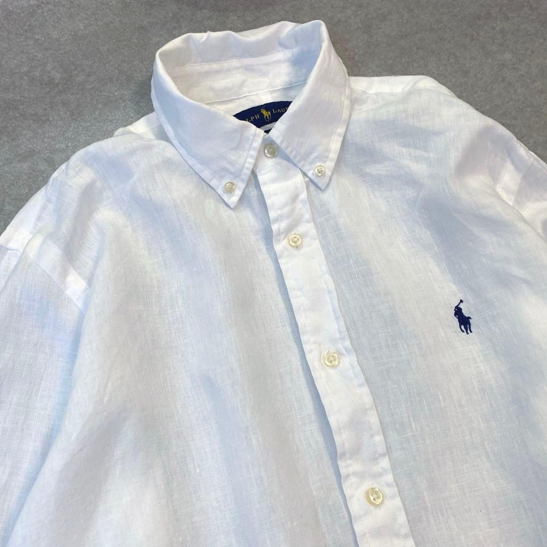 Ralph Lauren ラルフローレン　リネンシャツ　白　長袖　L