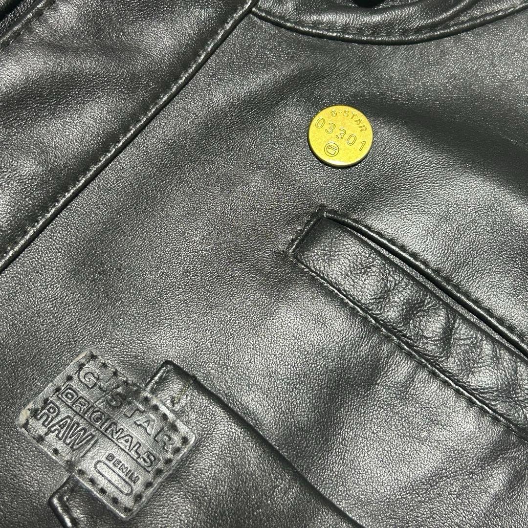 【超希少3L 牛革】ジースターロウ　レザージャケット　ライダース　刺繍　ロゴ金具