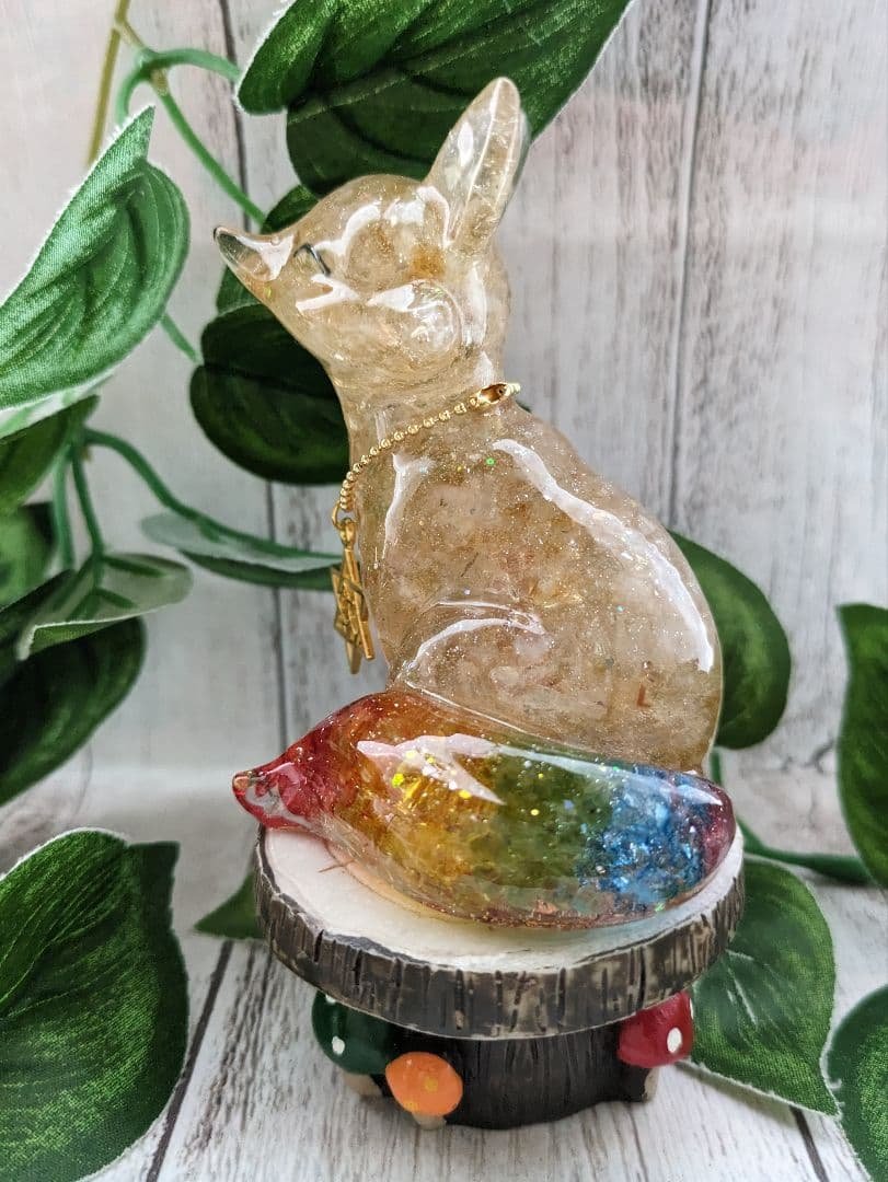 【Milky】虹色しっぽ！シトリンのきつねさん形オルゴナイト☆他２点