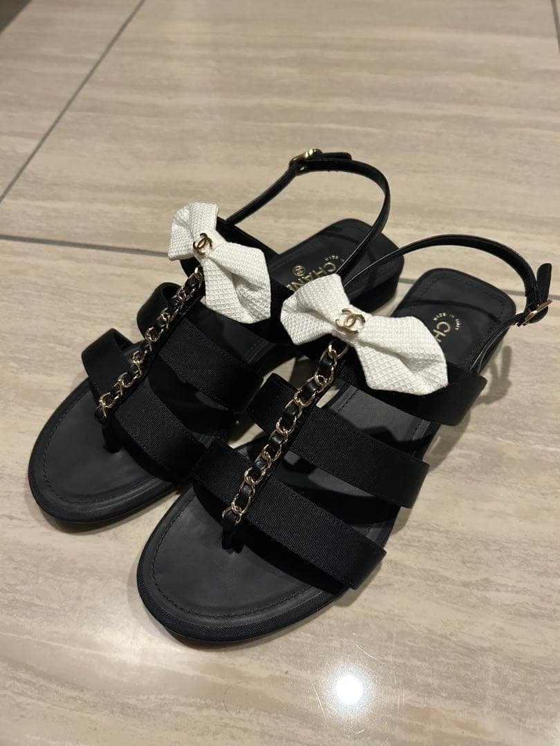 【期間限定価格】 CHANEL シャネル サンダル リボン 36