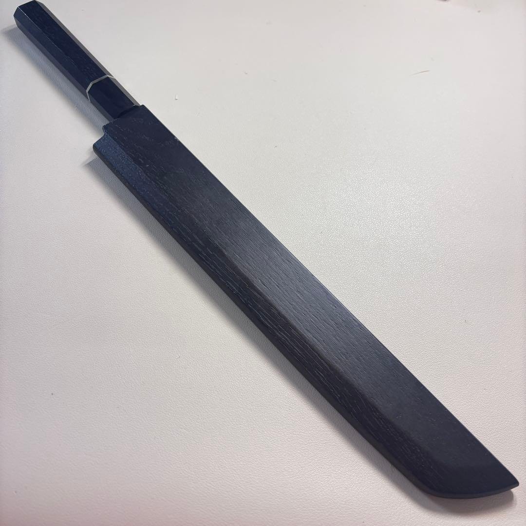 270mm先丸柳刃包丁 鏡面　黒檀黒水牛銀巻八角柄 刺身包丁 全鋼「鞘付き」