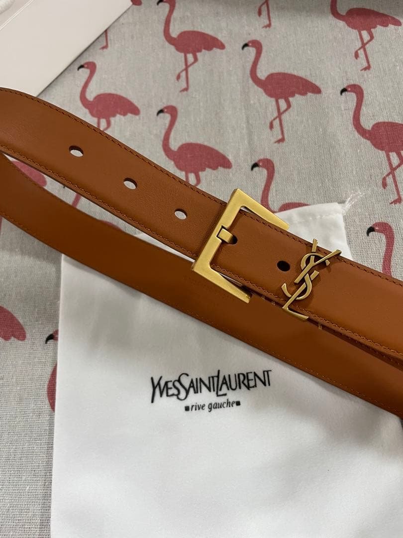 サンローラン　ブラウン　ベルト 金属バックル　95*3cm