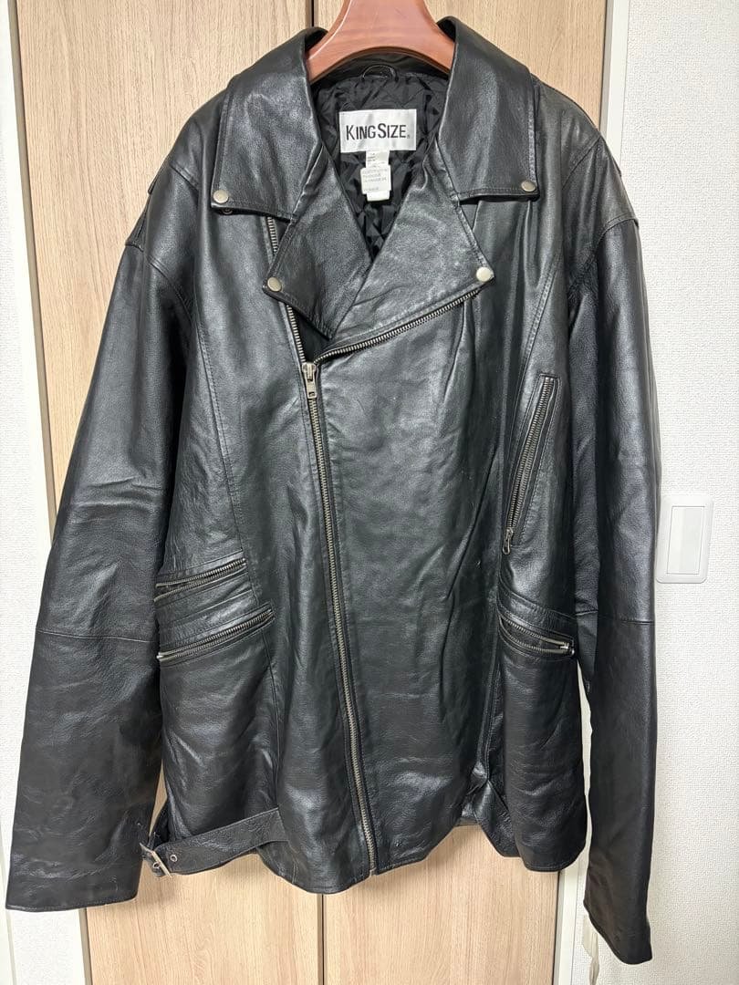 KING SIZE 90s ダブルライダースジャケット 5XL デッドストック
